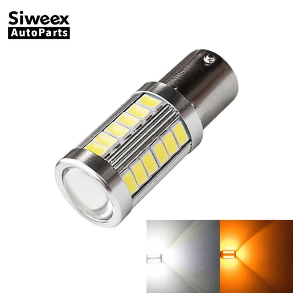

1 pcs bau15s py21w yellow car led bulbs 33 5730 smd side marker reverse light dome brake tail lamp white yellow for dc 12v