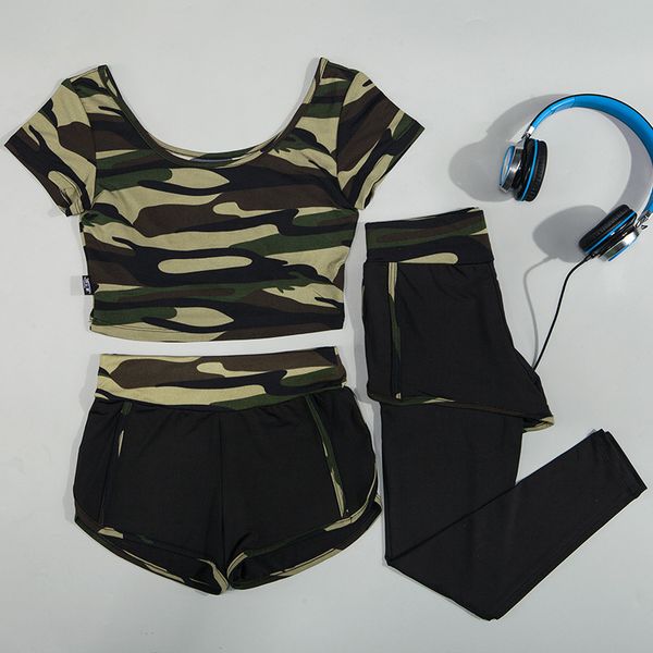 

новый стиль весна и лето йога спортивный комплект камуфляж фитнес-костюм женский открытый тренировочные полевые операции комплект из трех ча
