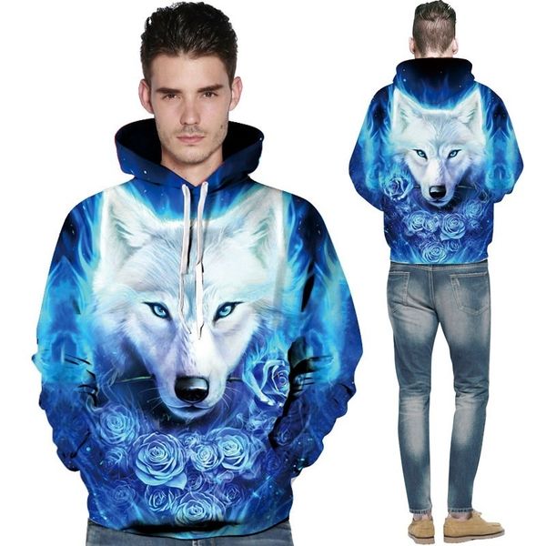 

16 или мода мђжин женин 3d пеаи волк Ѭлой паѬ hoodies поведневнй ип-оп ђ, Black