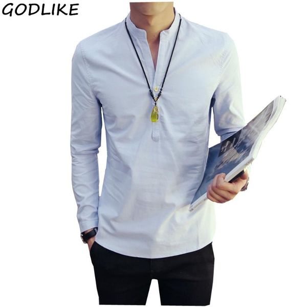 

mens casual cotton linen henley shirt 2020 autumn dress shirt male slim fit long sleeve camisa masculina, White;black
