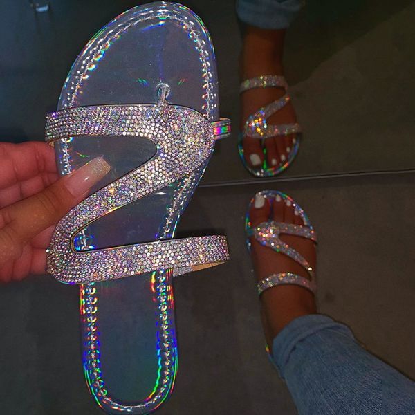 

women slippers summer flat bling slippers transparent soft jelly shoes female flip flops sandals outdoor beach ladies slides, Black