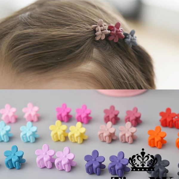 

10 pcs new fashion baby girls small hair claw cute candy color flower hair jaw clip children hairpin hair accessories wholesale c19021601, Golden;white
