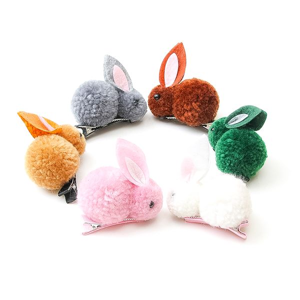 

cute ball rabbit hair ring hairpins female tie rope korean elastic rubber bands hair clip barrette children's hair accessories, Slivery;white
