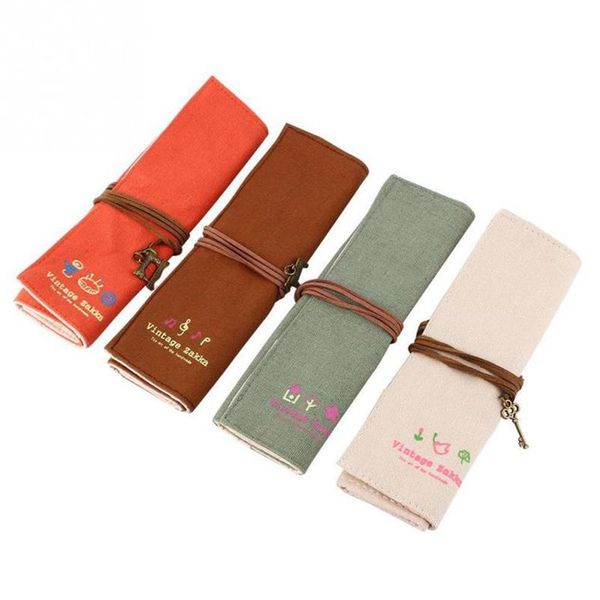 

1pc stationery student personality roll pen bag creative makeup pen canvas elegant bag curtain r6k9