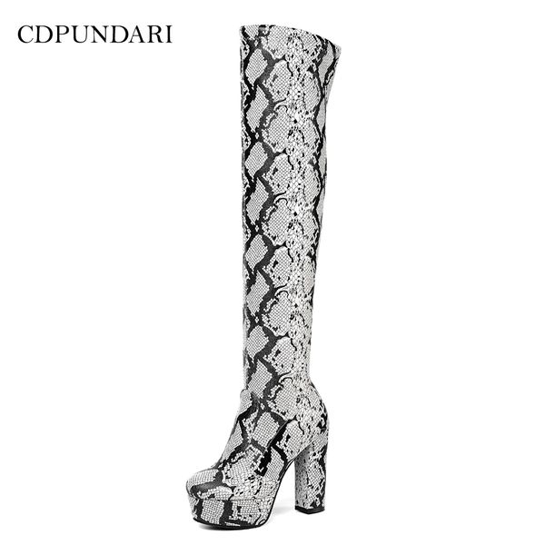 

cdpundari over the knee boots women thigh high boots ladies high heels platform winter shoes woman, Black
