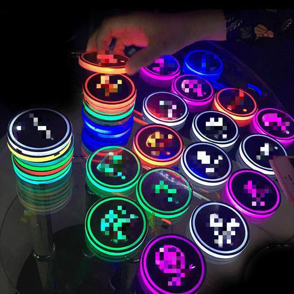 

sale universal led car cup holder mat pad bottle water drinks holder pad vibration sensor light cover lamp car styling