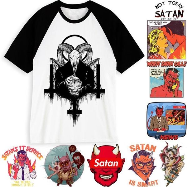 

new arrival men satan t shirt demon death scary evil hip hop satanism grim reaper evil t-shirt funny satan tshirt male/female, White;black