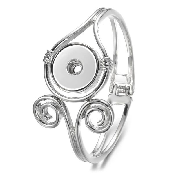 

ginger snap antique alloy bracelet spring design flower snap charms bangles jewelry for 18mm buttons nn-743, Golden;silver