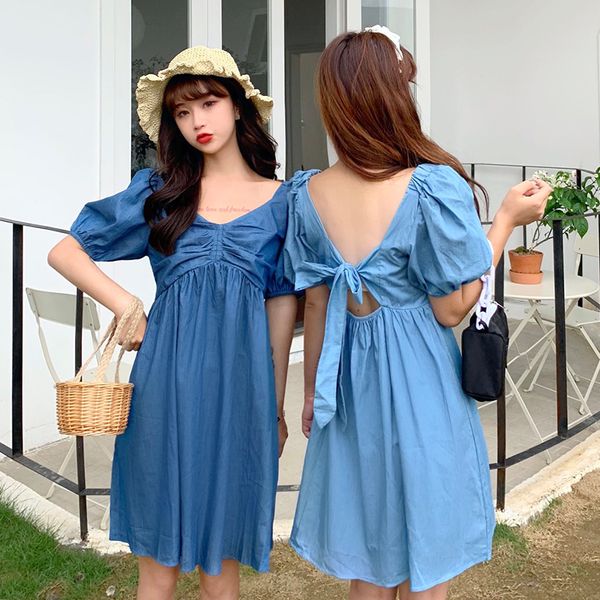 

maternity dresses 1762# clothes summer denim short sleeve easy matching loose stylish dress for pregnant women pregnancy, White