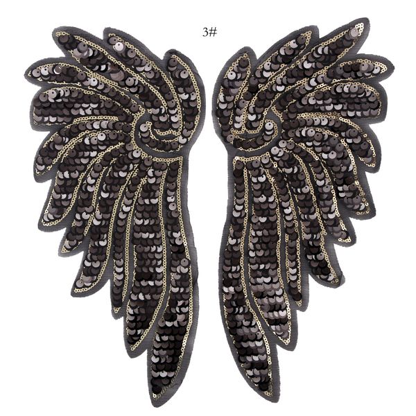 

embroidery sequined angel wings patches for jackets,embroidered appliques badges appliques for jeans,patches for clothing, Black