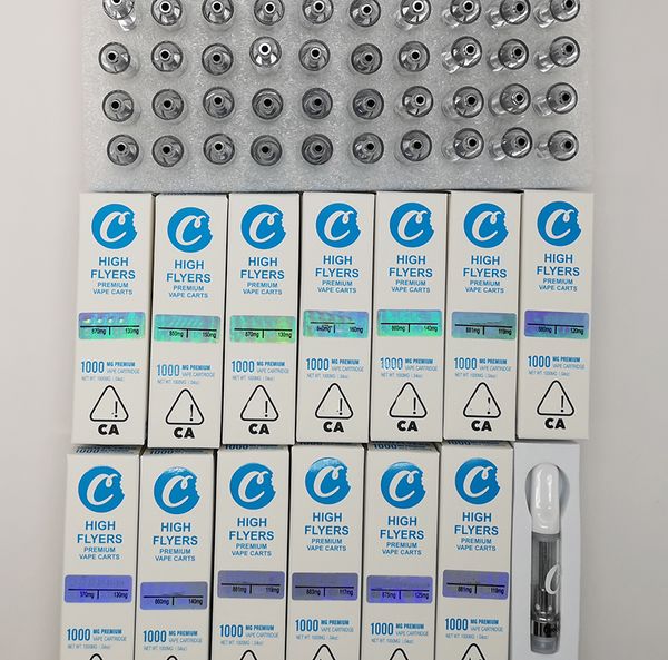 

Cookies High Flyers 1,0 мл Vape Cartridge 510 темы Испарители Керамические Катушки картриджи 0,8 мл Стеклянные Баки Пустые Vape Pen Форсунки Упаковка