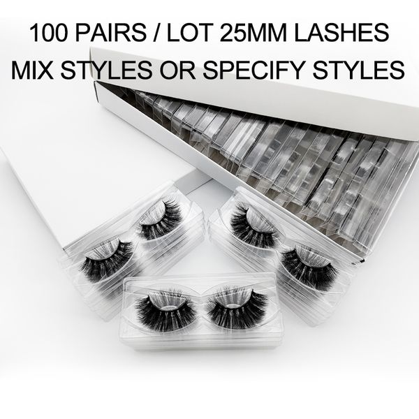 

false eyelashes 25mm mink lashes wholesale 20/30/40/50/100 pairs bulk 3d fluffy long dramatic handmade fake cilios makeup