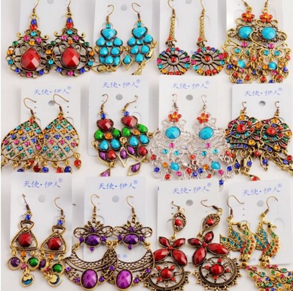

jewelry bohemian dangle earrings womens mixed lot retro vintage national style retail choice hanging earring dangle earrings, Silver