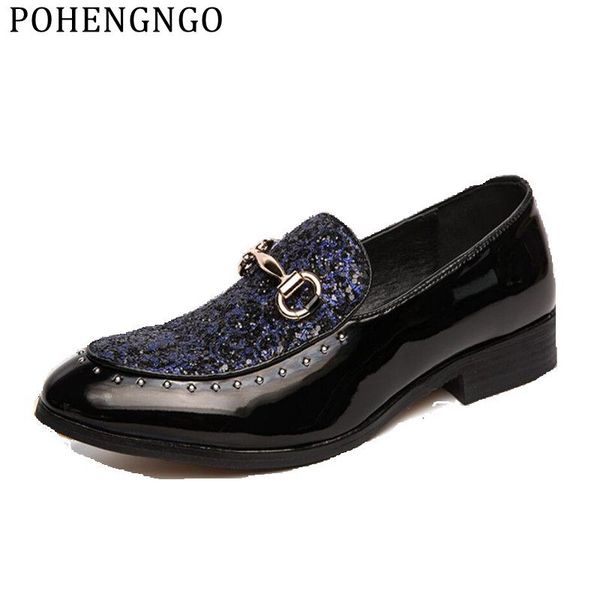 

2019 hand-made luxury diamond men's business dress shoes fashion lace rivets aristocratic men's ball oxford party shoes, Black