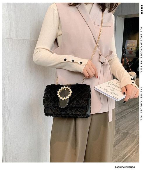 

fall/winter 2020 new ladies messenger bag plush retro fashion shoulder bag travel leisure chain shoulder women's