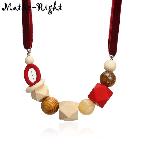 endantes Collar de bolas de madera para mujer para mujeres Collares de cuentas de madera