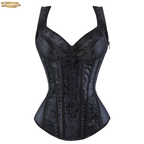 

steampunk corset vest gothic zipper overbust corset pu leather lace up side corsets and bustiers, Black;white