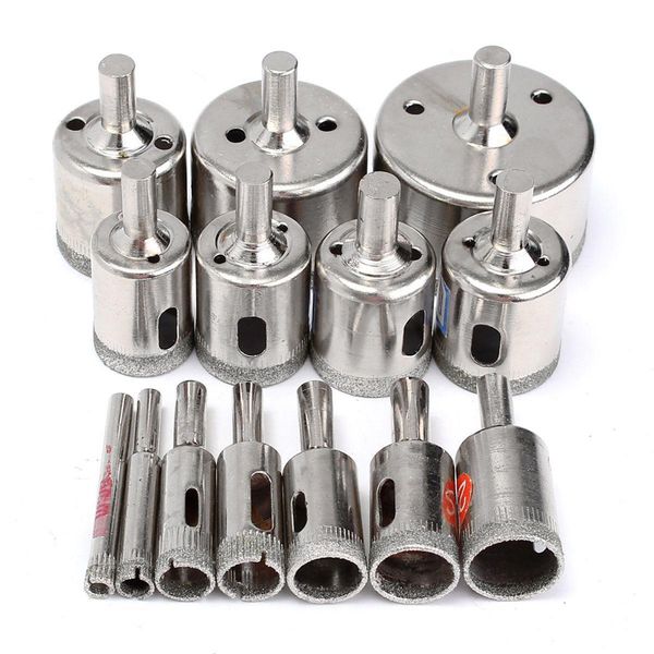 

15pcs diamond coated drill bit set tile marble glass ceramic hole saw drilling bits for power tools