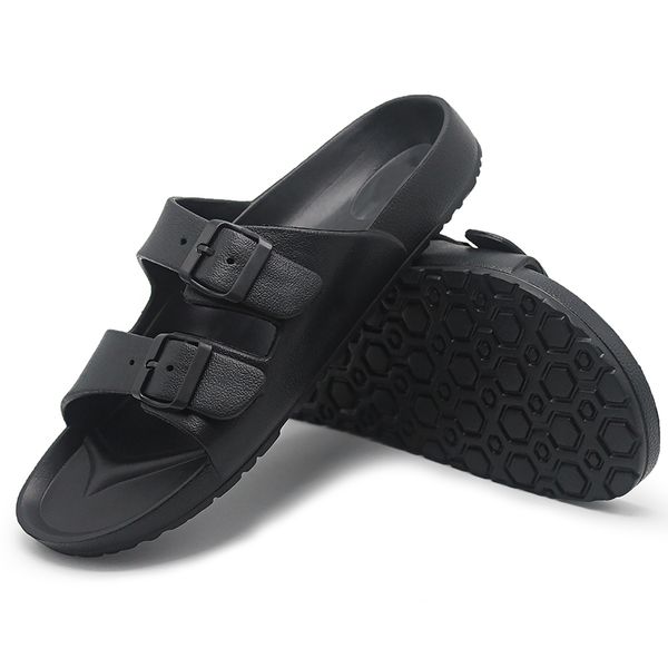 Homens sandálias verão praia andando respirável soft shoes fivela cinta design masculino casual flip flops clássico preto sandalias