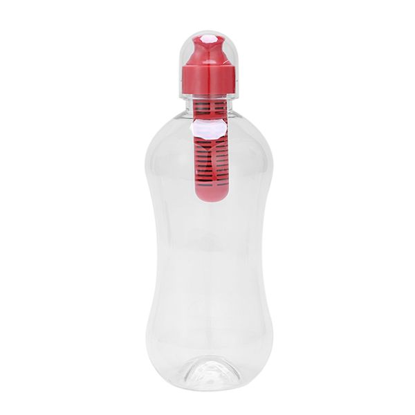 

550ml outdoor water bobble hydration filter bottle filtered drinking, red