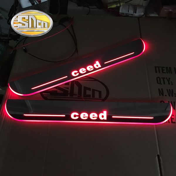 

sncn 4pcs car led door sill for kia ceed 2015 2016 2017 2018 ultra-thin acrylic flowing led welcome light scuff plate pedal