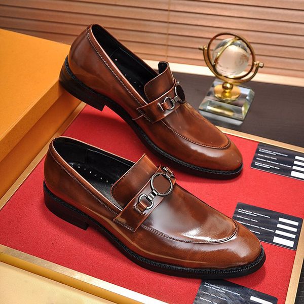 

2019 luxury mens designer dress shoes lvss leather des chaussures pour hommes brand men office formal wedding evening party dressing loafers, Black