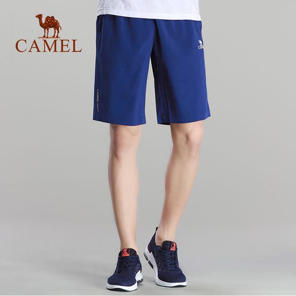 

camel running shorts polyester men jogging bodybuilding fitness gym elastic waist summer crossfit quick dry sports training, Black;blue