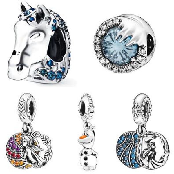 

925 sterling silver loose beads frozen hose charms fit original pandora bracelets women diy jewelry 2019 winter new arrival ing, Black