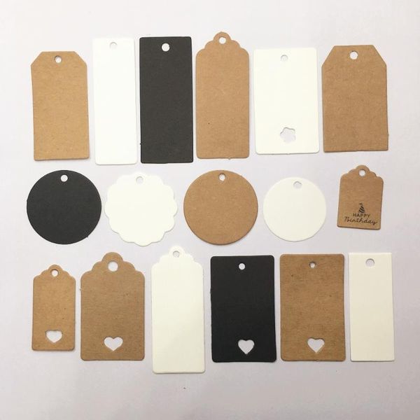 

100pcs paper multi-style jewelry packaging price tags,gifts boxes tag labels jewelry hang tag paper cards for earring/necklace, Black