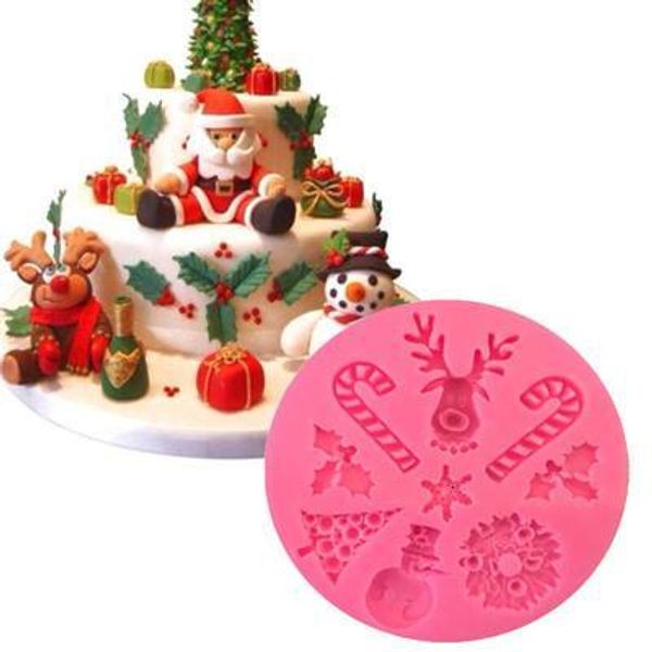 

christmas elk shaped cake mold silicone snow fondant mold sugar craft cake decorating snowman christmas silicone mold