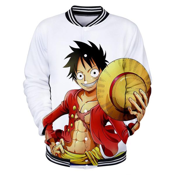 

anime one pieces 3d casual slim baseball jacket fashion long-sleeved jacket 2019 trend casual baseball uniform, Black
