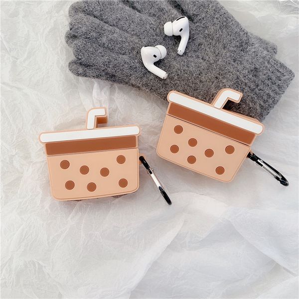 

cartoon bubble milk tea drink silicone bluetooth wireless headset cover for apple airpods pro case