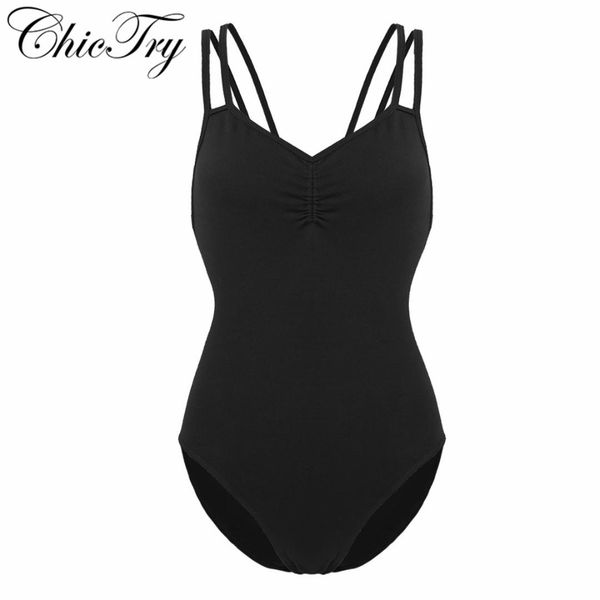 

women female adults spaghetti straps criss cross built in shelf bra leotard gymnastics bodysuit ballet dancewear for performance, Black;red