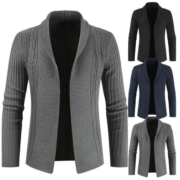 

plus size men casual long sleeve lapel collar twist knitwear cardigan coat men's sweaters winter warm knitted casual knitwear, Black;brown