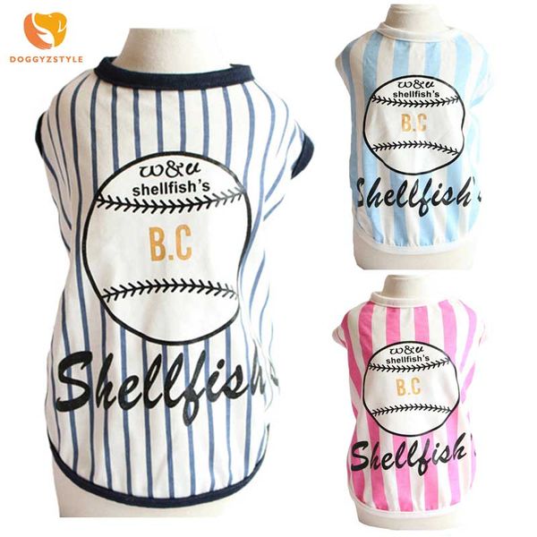 

summer striped pet dogs vest tshirt dog letter printed shirt for puppy chihuahua teddy black pink clothes xs m l xl doggyzstyle
