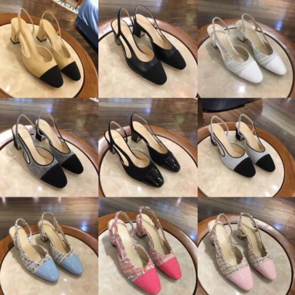 

Designer casual shoes Square head color matching thick heels Noble dinner dress sandals 6
