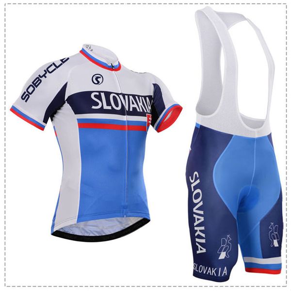 

2019 slovakia team cycling clothing bike jersey mens ropa ciclismo bicycle clothes summer cycling jerseys 9d gel bike shorts set, Black;blue