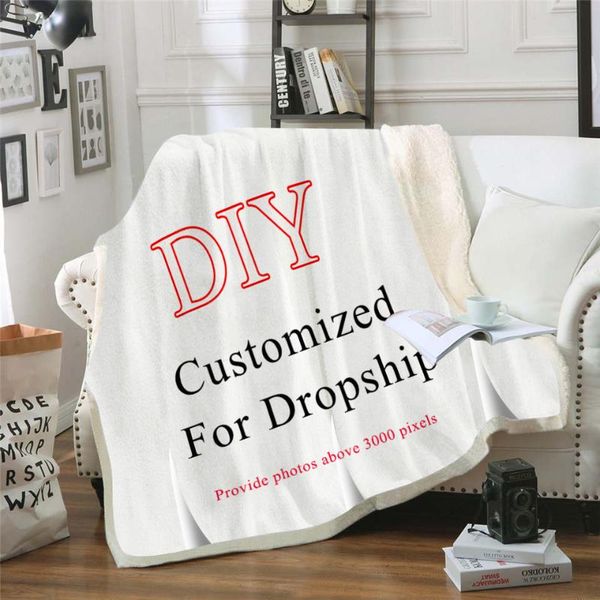 

customized throw sherpa blanket plush personalized blankets print on demand sherpa blanket for beds drop shipping