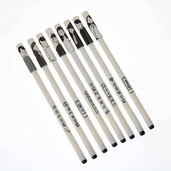 

4pcs creative hand-painted pattern gel pen student funny anime text gel pen writing tool office stationery student gift