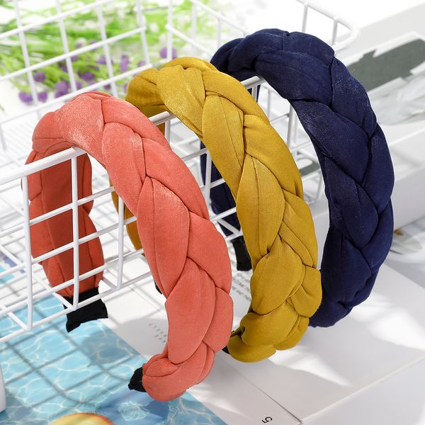 Neue Feste Farbe Twist Geflecht Haar Hoop Haarband Für Frauen Mädchen Baumwolle Tuch Wilden Dicken Stirnband Headwear Haar Zubehör