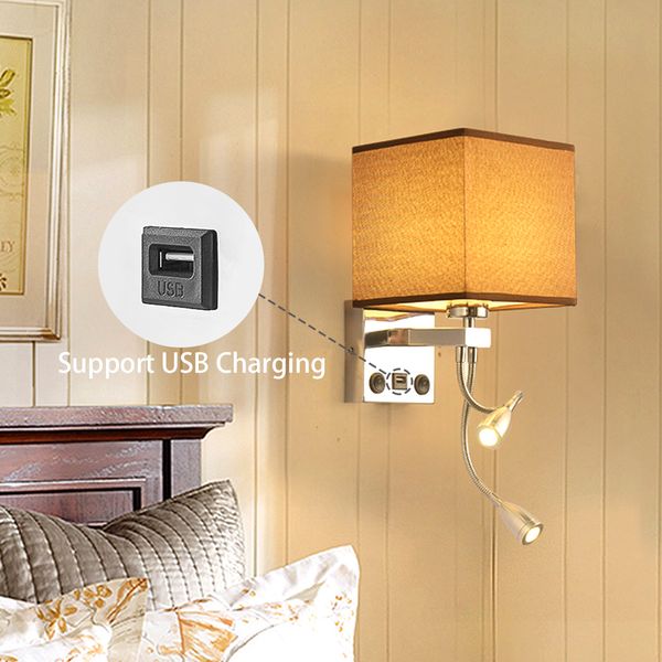 

modern indoor led wall lamp bedside bedroom applique sconce with switch usb e27 bulb interior headboard home l wall lights