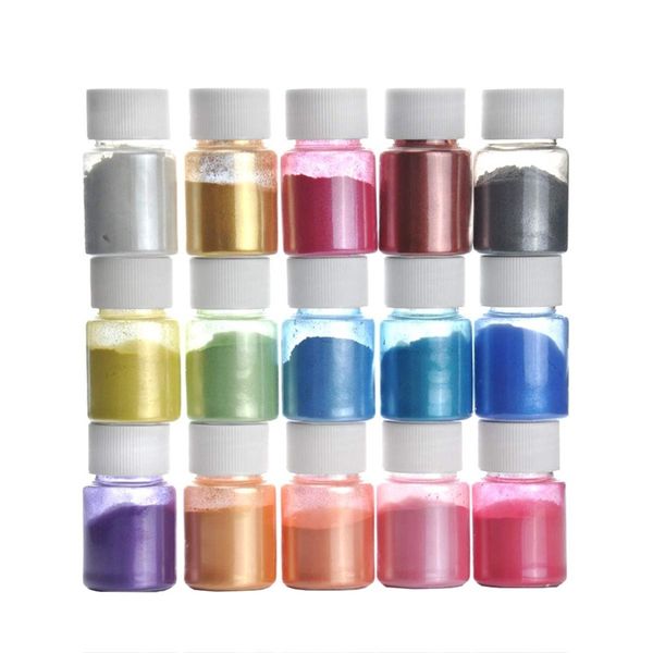 

15 pearlescent mica pigment pearl powder uv resin crystal craft diy jewelry making slime toning color highlight glitter other hand tools