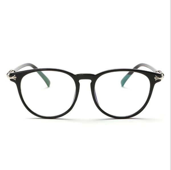 

fashion retro round optical glasses full frame flat mirror, White;black