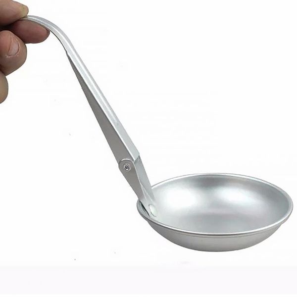 

outdoor tableware foldable soup ladle for camping abrasion-resistant aluminum alloy folding spoon portable cooking utensils