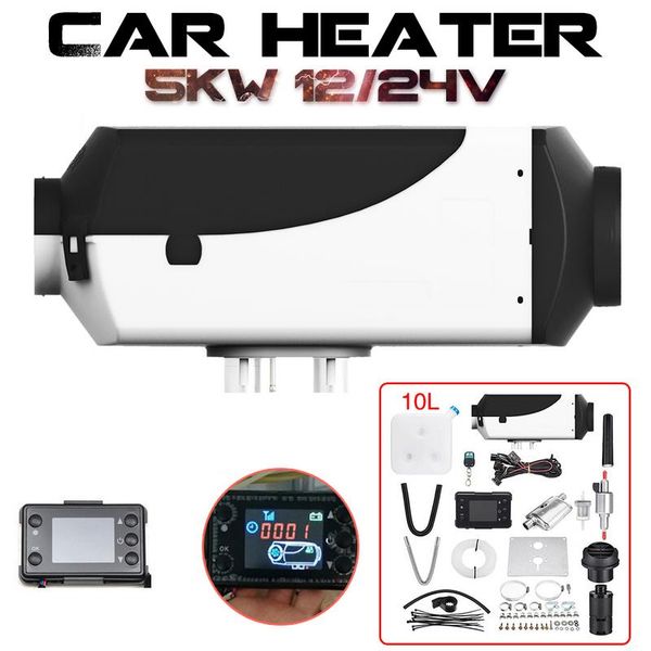 

car heater 5kw 12v/24v air diesels heated parking heater with remote control lcd monitor for rv motorhome trailer trucks boats