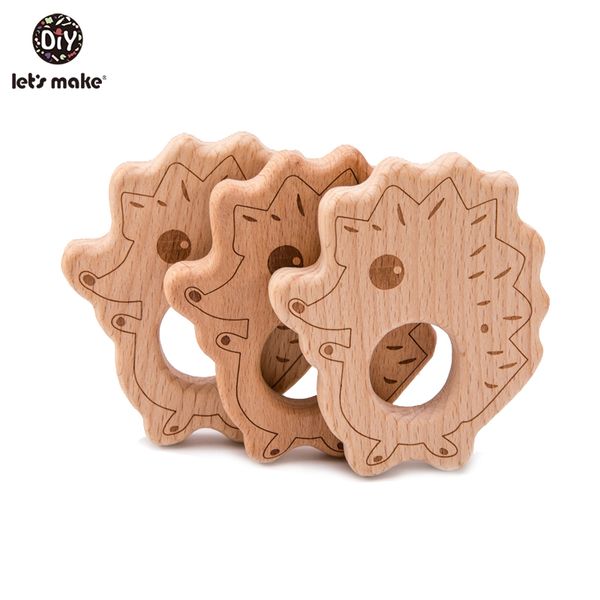 

let's make wooden animal cartoon hedgehog 50pcs baby wooden teether bpa for child wood teether toys