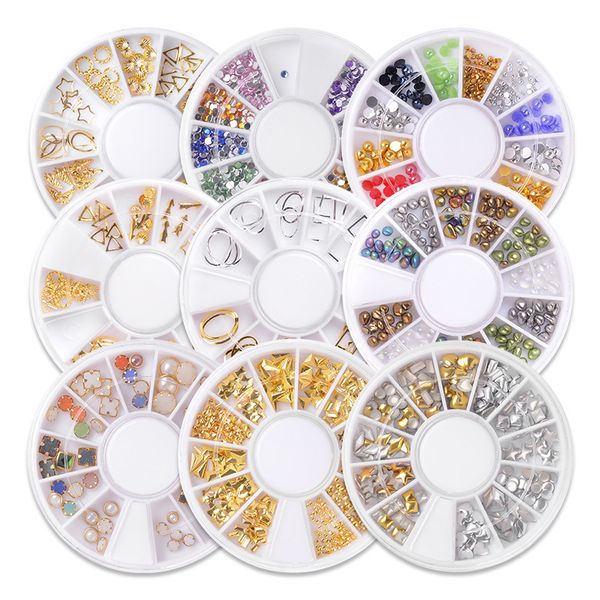 Decorazioni per nail art 3D Cristalli Strass Rivetto in metallo Trapano acrilico Perla Diamante Unghie Paillettes Suggerimenti fai da te Accessori Strumento