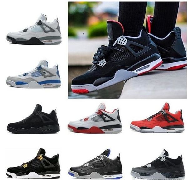

4 4s mens 2019 basketball shoes royalty pure money white cement bred alternate motorsport military blue fire red oreo premium black sneakers