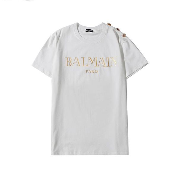 

luxury mens t shirt brand women t-shirt letter print pullover mens casual shirts luxury sweatshirt thin blouse gold button 1207 b105203l, White