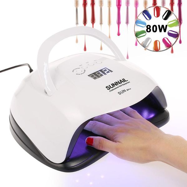 

80w uv led nail lamp nail dryer gel curing machine fingernail toenail drying equipment art tool manicure polish lamp
